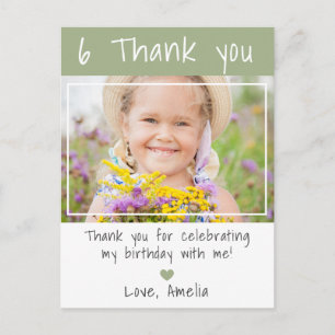 Cute Sage Girl Boy Photo Birthday Thank you Postcard