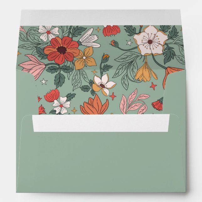 Cute Sage Green Botanical Custom 2 Photo Christmas Envelope (Back (Bottom))