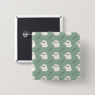 Cute Sage Green Ghost Cardigan Pattern 15 Cm Square Badge