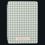 Cute Sage Green Plaid Personalised  iPad Air Cover<br><div class="desc">Sage Green Plaid Personalised</div>