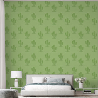 Cute sage green saguaro cactus nursery wallpaper