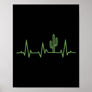 Cute Saguaro Cactus Desert Plant Cacti Lovers Hear Poster