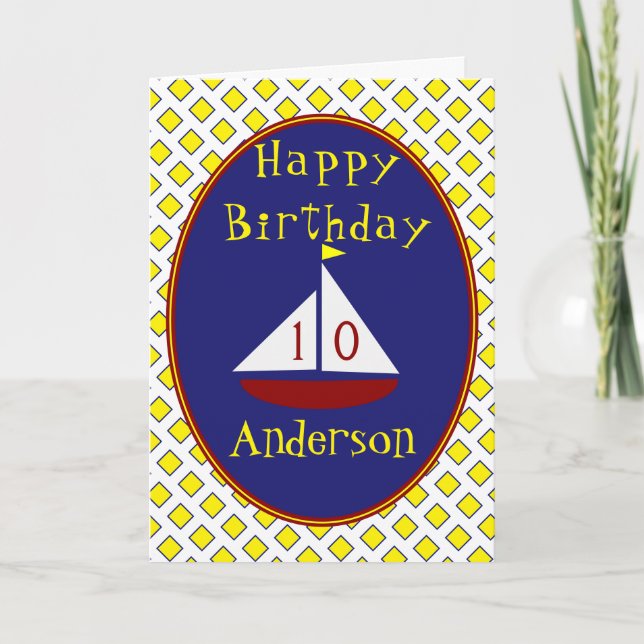 Cute Sailboat Age Specific Birthday Card (Front)
