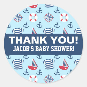 Cute Sailboat Anchor Nautical Party Classic Round Sticker