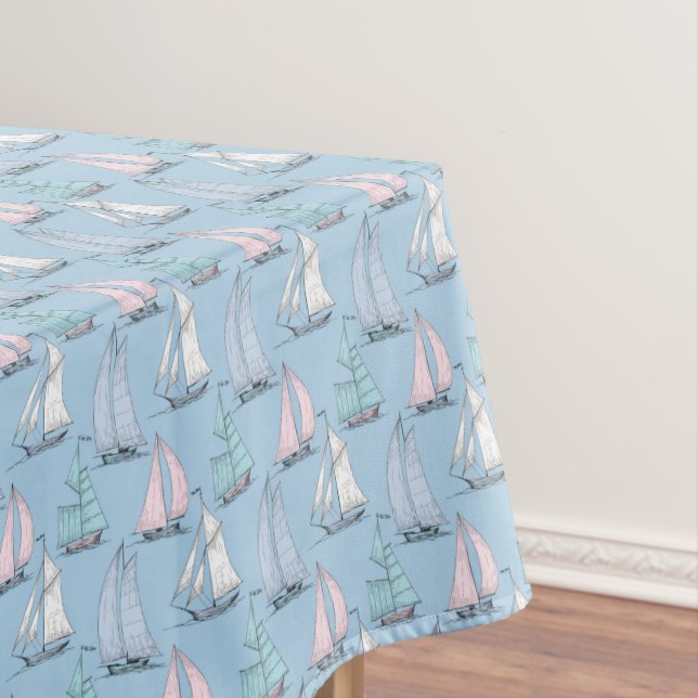 Cute Sailboat Pattern 1 2 Tablecloth (In Situ)