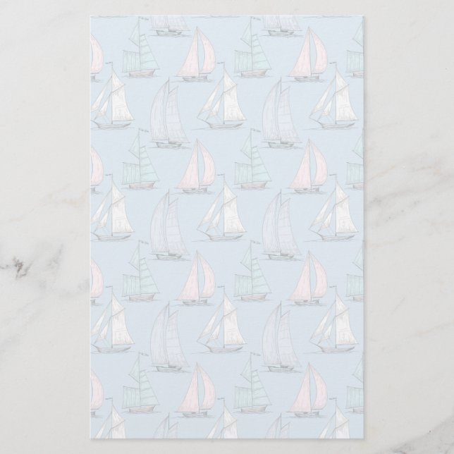 Cute Sailboat Pattern 1 Stationery (Front)