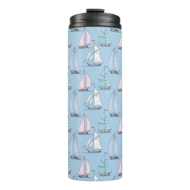 Cute Sailboat Pattern 1 Thermal Tumbler (Front)