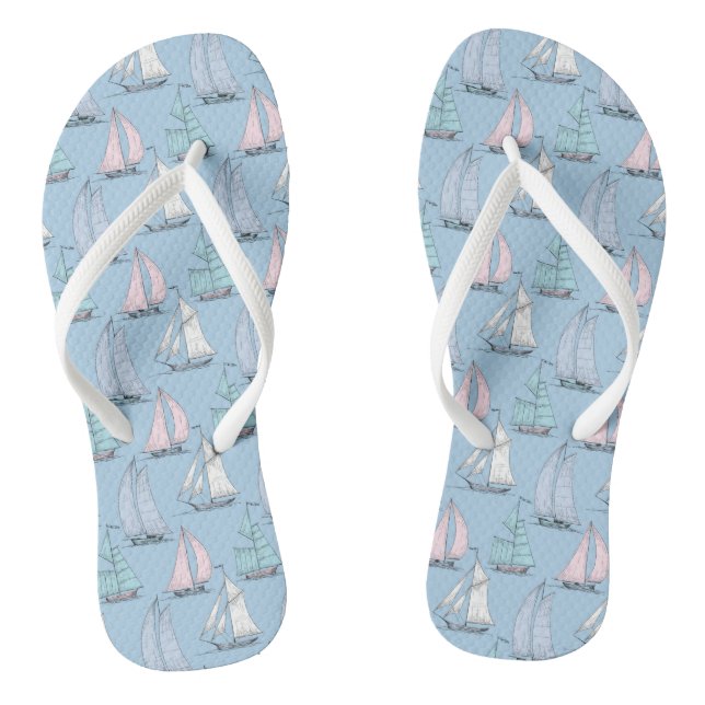 Cute Sailboat Pattern 1 Thongs (Footbed)