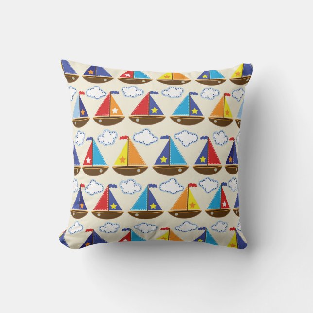 Cute Sailboat Pattern 2 Cushion (Front)