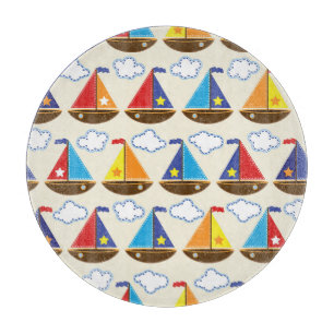 Cute Sailboat Pattern 2 Cutting Board