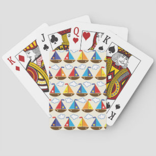 Cute Sailboat Pattern 2 Playing Cards