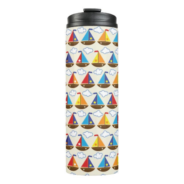 Cute Sailboat Pattern 2 Thermal Tumbler (Front)