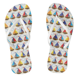 Cute Sailboat Pattern 2 Thongs