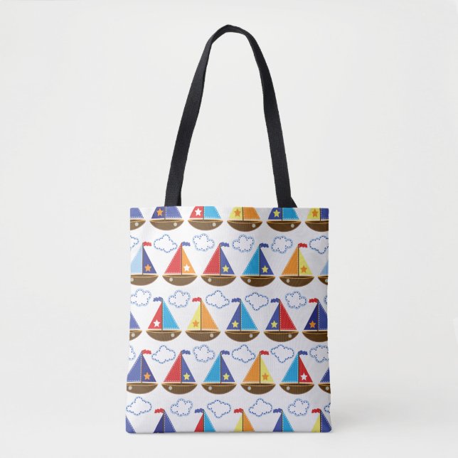 Cute Sailboat Pattern 2 Tote Bag (Front)