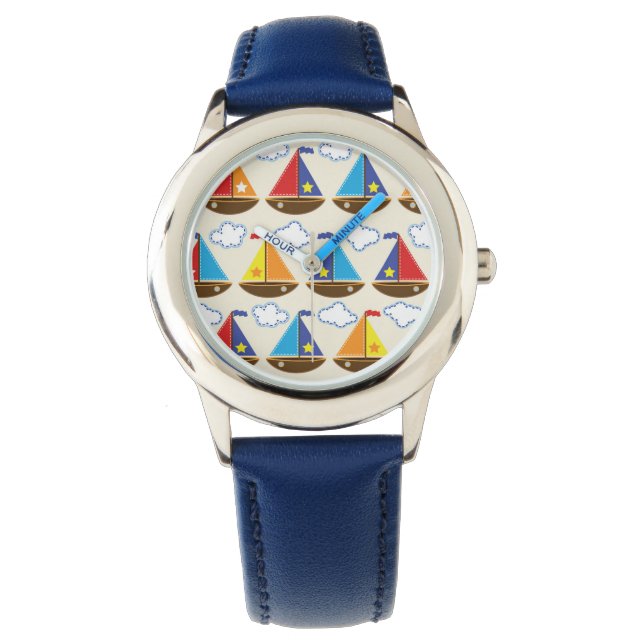 Cute Sailboat Pattern 2 Watch (Front)