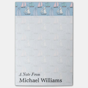 Cute Sailboat Pattern Add Your Name Post-it Notes