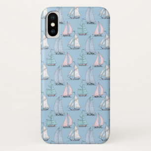 Cute Sailboat Pattern   Monogram 2 iPhone X Case