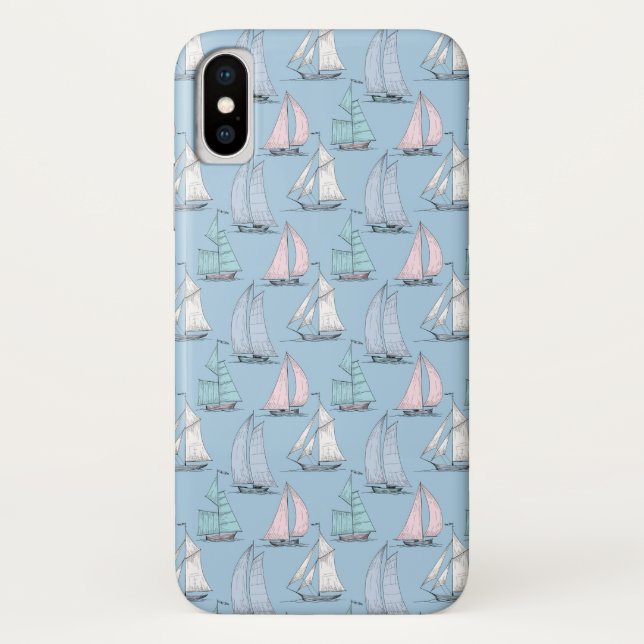 Cute Sailboat Pattern | Monogram 2 Case-Mate iPhone Case (Back)