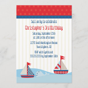Cute sailboats and whale birthday party invitation