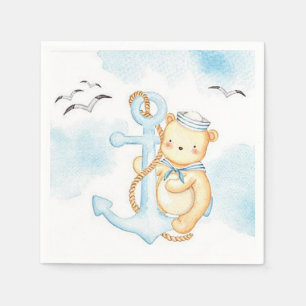 Cute sailor bear baby shower napkins