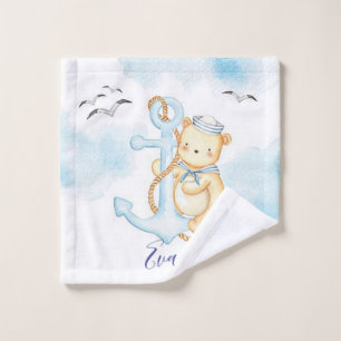 Cute sailor bear baby  wash cloth