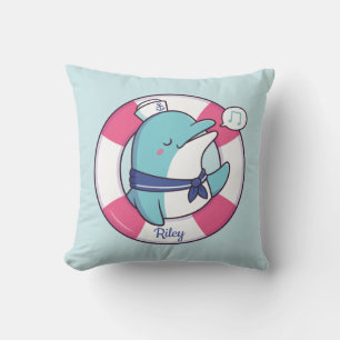 Cute Sailor Dolphin, Nautical Theme Kids Decor Cushion