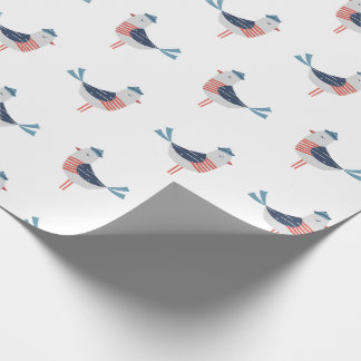 Cute Sailor Seagulls on white Wrapping Paper