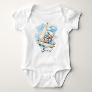 Cute Sailor Teddy Bear Baby Bodysuit