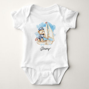 Cute Sailor Teddy Bear Baby Bodysuit