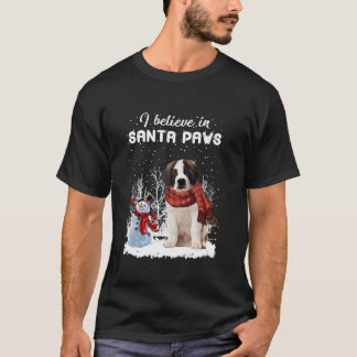 Cute Saint Bernard Dog Christmas Snowman Christmas T-Shirt