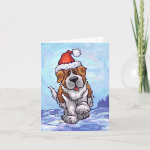 Cute Saint Bernard Dog Holiday Card