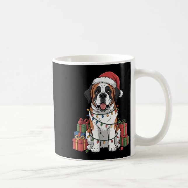 Cute Saint Bernard Santa Hat Christmas Dog Lover H Coffee Mug (Right)