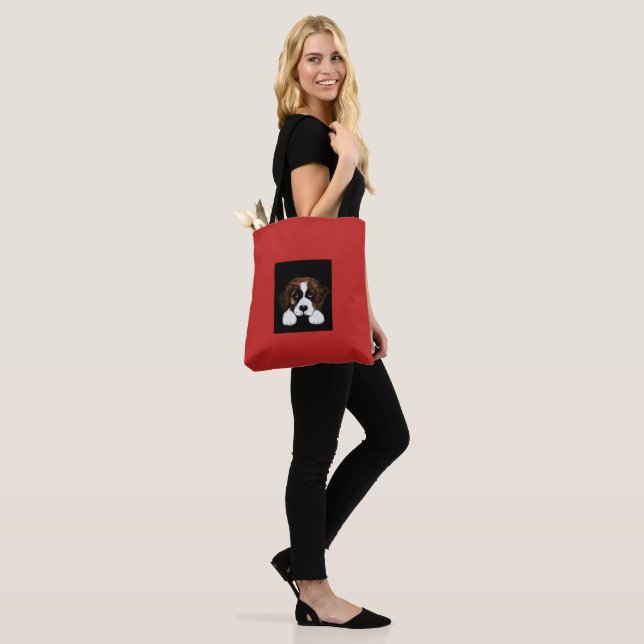 Cute Saint Bernard Tote Bag (On Model)