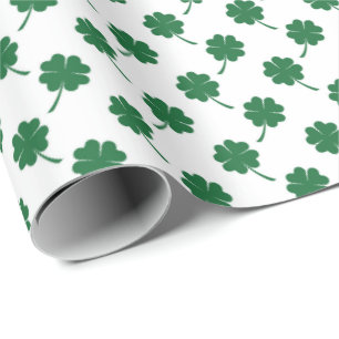 Cute Saint Patrick's day four leaf clover Wrapping Paper