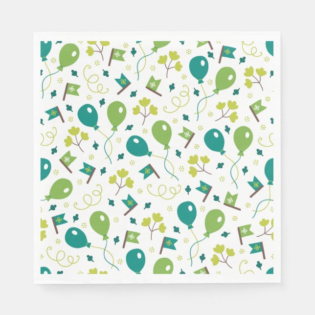 Cute Saint Patrick's Day Green Balloons Flags Fun Napkin (Front)