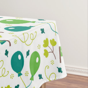 Cute Saint Patrick's Day Green Balloons Flags Fun Tablecloth