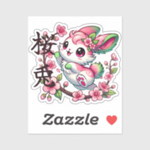 Cute Sakura Bunny Custom-Cut Vinyl Sticker