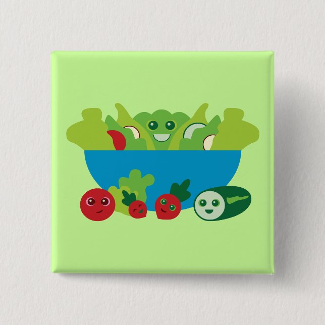 Cute Salad 15 Cm Square Badge (Front)