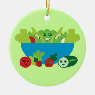 Cute Salad Ceramic Ornament