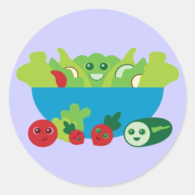 Cute Salad Classic Round Sticker (Front)