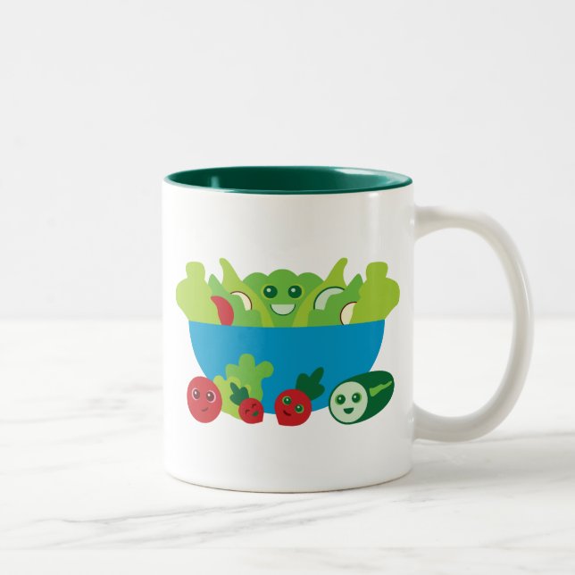 Cute Salad Two-Tone Coffee Mug (Right)