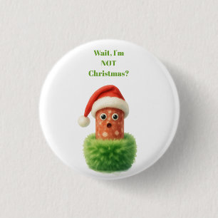 Cute salami surprised Christmas in fluffy green 3 Cm Round Badge