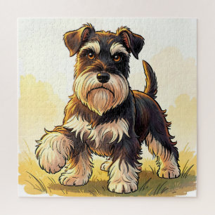 Cute Salt and Pepper Schnauzer Puppy Jigsaw Puzzle