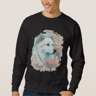 Cute Samoyed Cherry Blossom Dog Breed Japanese Sak Sweatshirt