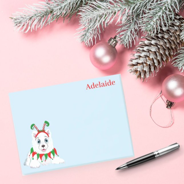 Cute Samoyed Elf With Funny Headband. Post-it Notes (Creator Uploaded)