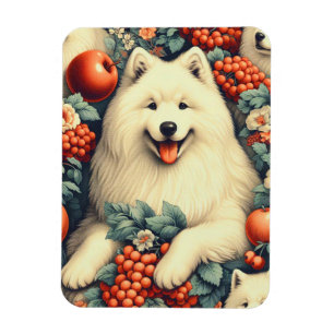 Cute Samoyed Floral Painting Magnet