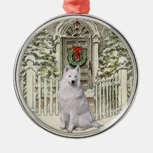 Cute Samoyed Lovers Christmas Metal Ornament