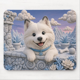 Cute Samoyed Puppy, Baby Dog Mouse Pad