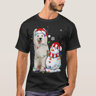 Cute Samoyed Santa Hat Christmas Light Xmas T-Shirt