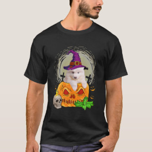 Cute Samoyed Witch Pumpkin Halloween Dog Lover T-Shirt
